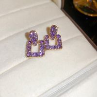 1 Pair Glam Luxurious Lady Flower Butterfly Copper Inlay Zircon Drop Earrings sku image 1