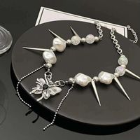 Punk Sweet Cool Style Butterfly Alloy Beaded Plating Women's Necklace sku image 1