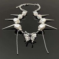 Punk Sweet Cool Style Butterfly Alloy Beaded Plating Women's Necklace main image 5