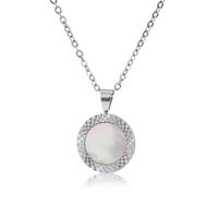 Modern Style Round Stainless Steel Pendant Necklace sku image 1
