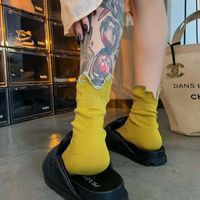 Women's Casual Solid Color Cotton Crew Socks A Pair main image 5