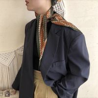 Women's Elegant Business Basic Round Dots Stripe Satin Silk Scarf sku image 30