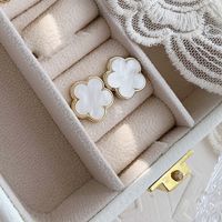 Wholesale Jewelry Simple Style Flower Alloy Gold Plated Plating Ear Studs sku image 5