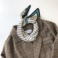 Women's Elegant Business Basic Round Dots Stripe Satin Silk Scarf sku image 12