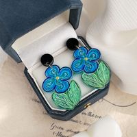 1 Pair Simple Style Commute Flower Printing Resin Drop Earrings main image 6