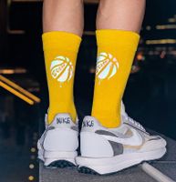 Unisex Sports Letter Basketball Cotton Reflective Strip Crew Socks A Pair main image 3