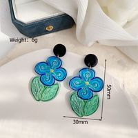 1 Pair Simple Style Commute Flower Printing Resin Drop Earrings sku image 1