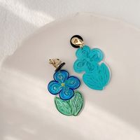 1 Pair Simple Style Commute Flower Printing Resin Drop Earrings sku image 2