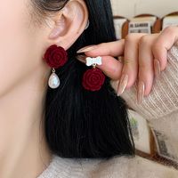 1 Pair Simple Style Color Block Patchwork Alloy Drop Earrings main image 5