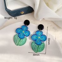 1 Pair Simple Style Commute Flower Printing Resin Drop Earrings main image 2