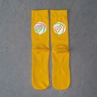 Unisex Sports Letter Basketball Cotton Reflective Strip Crew Socks A Pair sku image 1
