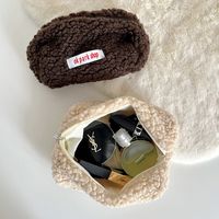Cute Pastoral Solid Color Flannel Storage Bag Makeup Bags main image 3