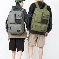 Unisex Solid Color Oxford Cloth Sewing Thread Zipper Functional Backpack School Backpack main image 2