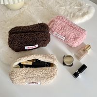 Cute Pastoral Solid Color Flannel Storage Bag Makeup Bags main image 6