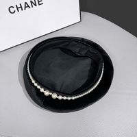 Women's Retro Solid Color Pearl Eaveless Beret Hat main image 2