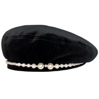 Women's Retro Solid Color Pearl Eaveless Beret Hat main image 3