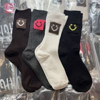 Women's Simple Style Smiley Face Cotton Crew Socks A Pair main image 1