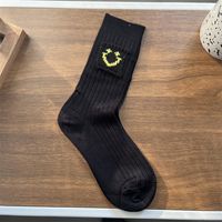 Women's Simple Style Smiley Face Cotton Crew Socks A Pair sku image 1