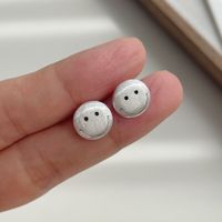 1 Pair Simple Style Smiley Face Enamel Sterling Silver Ear Studs main image 1