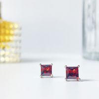 2 Pieces Casual Simple Style Square Flower Plating Inlay Sterling Silver Zircon Gold Plated Earrings Ear Studs main image 10