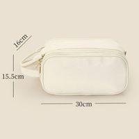 Women's Pu Leather Solid Color Classic Style Oval Zipper Cosmetic Bag Travel Bag Wash Bag main image 2
