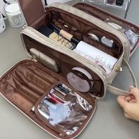 Women's Pu Leather Solid Color Classic Style Oval Zipper Cosmetic Bag Travel Bag Wash Bag main image 5