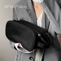 Women's Pu Leather Solid Color Classic Style Oval Zipper Cosmetic Bag Travel Bag Wash Bag sku image 4