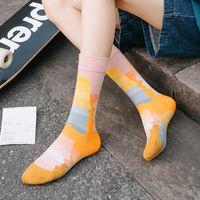 Unisex Basic Farbblock Baumwolle Jacquard Crew Socken Ein Paar main image 5