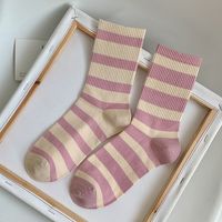 Women's Classic Style Streetwear Stripe Cotton Crew Socks A Pair sku image 1
