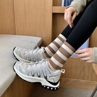 Women's Classic Style Streetwear Stripe Cotton Crew Socks A Pair main image 4