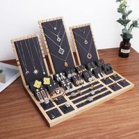 Artistic Style Solid Color Solid Wood Microfiber Leather Jewelry Rack main image 4