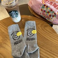 Unisex Cute Letter Smiley Face Cotton Crew Socks A Pair sku image 3