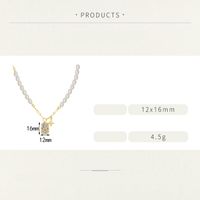Ig Style Commute Color Block Alloy Freshwater Pearl Copper Polishing Plating Inlay Zircon Gold Plated Pendant Necklace main image 9