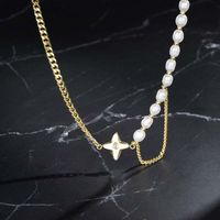 Ig Style Commute Color Block Alloy Freshwater Pearl Copper Polishing Plating Inlay Zircon Gold Plated Pendant Necklace main image 5