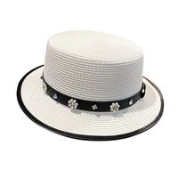 Women's Simple Style Flower Flat Eaves Straw Hat main image 2