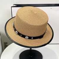 Women's Simple Style Flower Flat Eaves Straw Hat sku image 4