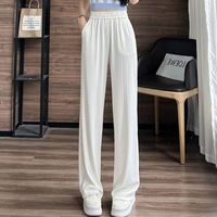 Women's Daily Preppy Style Simple Style Solid Color Full Length Straight Pants sku image 1