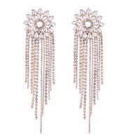 1 Pair Elegant Luxurious Tassel Flower Plating Inlay Alloy Rhinestones Gold Plated Drop Earrings main image 6