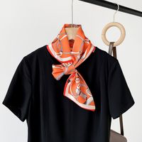 Women's Simple Style Letter Flower Polyester Printing Silk Scarf sku image 11