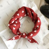 Women's Sweet Heart Shape Cotton Printing Silk Scarf sku image 1