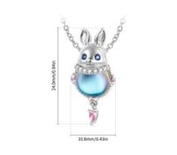 Sterling Silver Cartoon Style Rabbit Animal Plating Inlay Moonstone Zircon Pendant Necklace main image 2