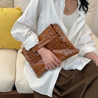 Women's Pu Leather Solid Color Streetwear Sewing Thread Magnetic Buckle Flip Cover Shoulder Bag main image 6
