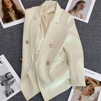 Women's Coat Long Sleeve Blazers Button Vacation Solid Color main image 5