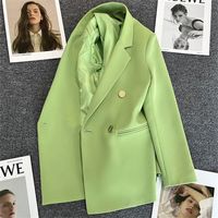 Women's Coat Long Sleeve Blazers Button Vacation Solid Color main image 6