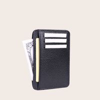 Men's Solid Color Pu Leather Open Card Holder sku image 1