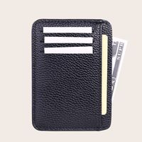 Men's Solid Color Pu Leather Open Card Holder main image video