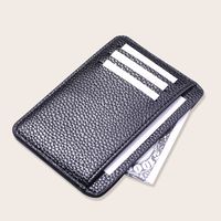 Men's Solid Color Pu Leather Open Card Holder main image 9