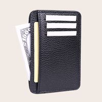 Men's Solid Color Pu Leather Open Card Holder main image 8