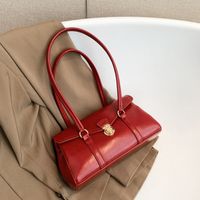 Women's Medium Pu Leather Solid Color Elegant Lock Clasp Underarm Bag sku image 4