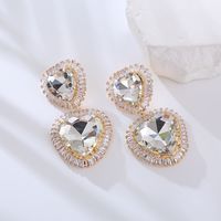 1 Pair Vintage Style Lady Heart Shape Inlay Alloy Rhinestones Drop Earrings main image 3